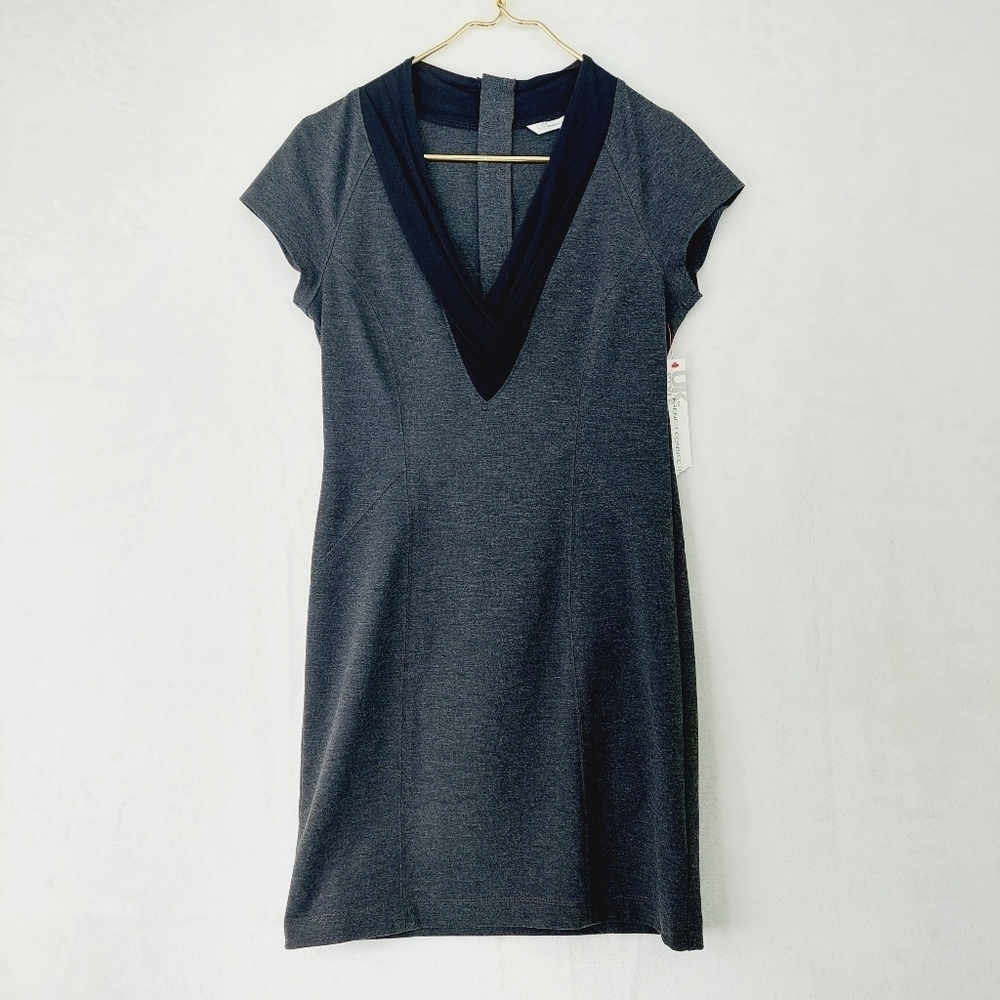 NEW French Connection Rebel Without a Cause Knit Back Charcoal Dress P693